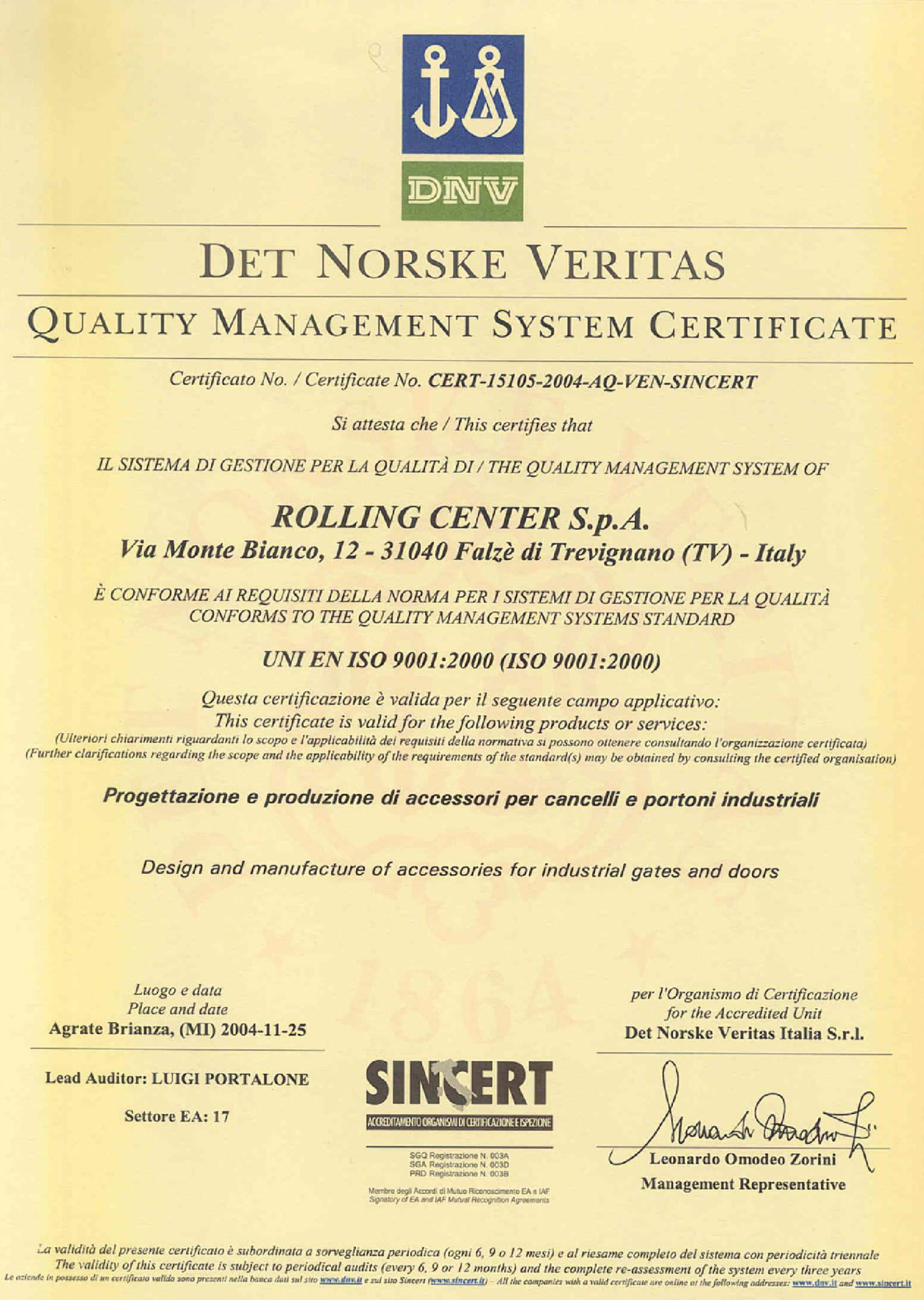 сертификат на Rolling Center сертификат на Rolling Center